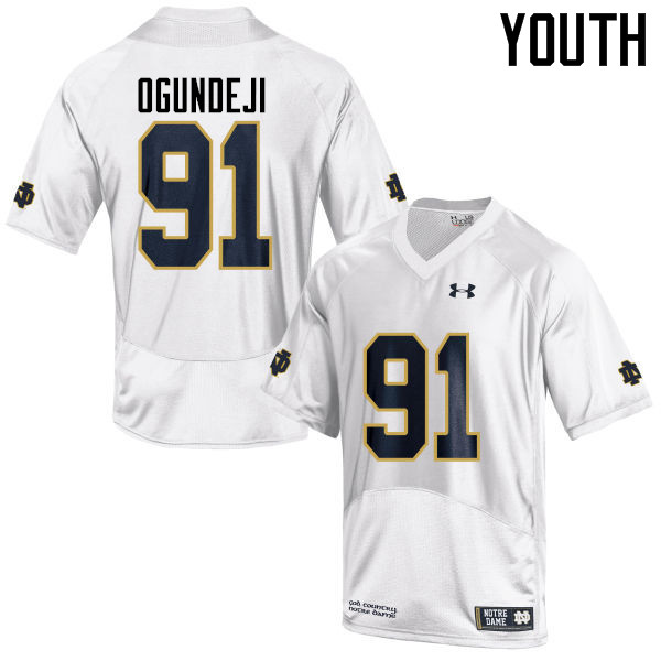 Youth #91 Adetokunbo Ogundeji Notre Dame Fighting Irish College Football Jerseys-White